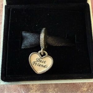 NEW IN BOX~PANDORA~Best Friends Always There~ Heart Dangle Charm~925 & CZ